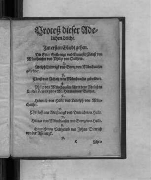 Proceß dieser Adelichen Leiche.