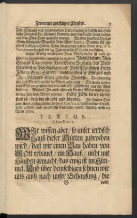 Textus. II. Cor. V, v. 1. 2.
