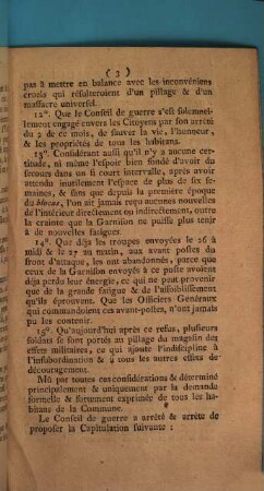 Le Conseil de Guerre assemblé extraordinairement pour délibérer sur la situation de la Place de Valenciennes