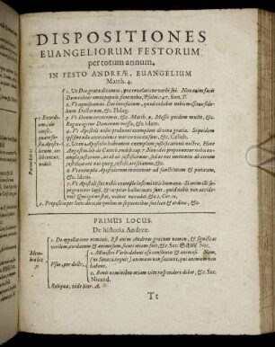 Dispositiones Evangeliorum Festorum per totum annum.