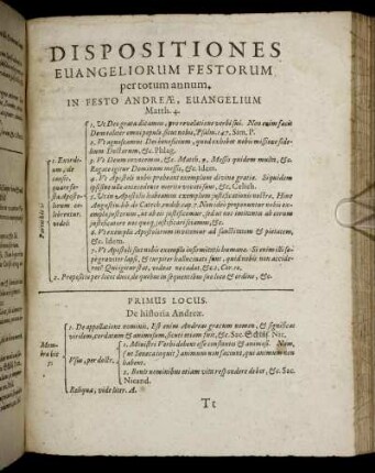 Dispositiones Evangeliorum Festorum per totum annum.