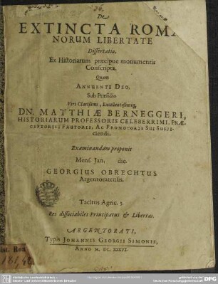 De extincta Romanorum libertate dissertatio