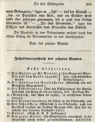 Inhaltsverzeichniß des zehnten Bandes