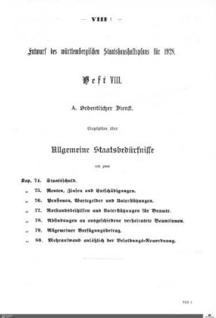 Staatshaushaltsplan 1928, Heft 8