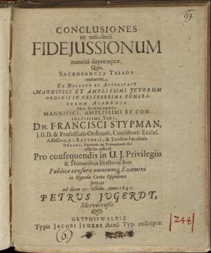 Conclusiones ex utilissima Fideiussionum materia depromptae ...