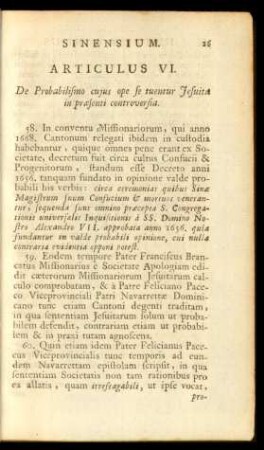 Articulus VI. De probabilismo cujus ope se tuentur Jesuita in praesenti controversia.