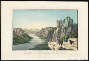 Aus- und Ansicht vom Kanapée bei der Bastei in der Sächsischen Schweiz, Stich, um 1835 : Le rocher nommé Canapée dans la Suisse Saxonne. - Dresde : chez Meser , [um 1835]. - 1 Kunstblatt : Stich, koloriert ; Blattgröße 14 x 21 cm, Bildgröße 10 x 15 cm