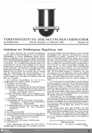 Einladung zur Reichstagung Magdeburg 1928