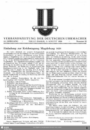 Einladung zur Reichstagung Magdeburg 1928