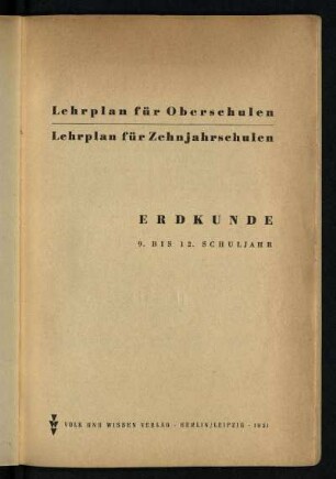 1951: Erdkunde : 9. bis 12. Schuljahr