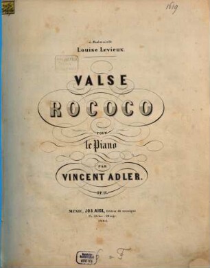 Valse Rococo : pour le piano ; op. 11