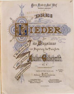 Drei Lieder : für 1 Singst. mit Begl. d. Pianoforte ; op. 3
