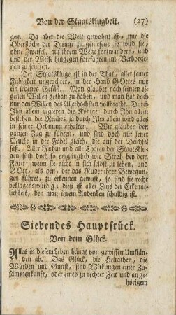 Siebendes Hauptstück. Von dem Glück.