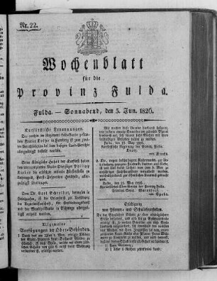 Nr. 22, Ausgabe vom 3. Juni 1826