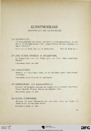 Kunstmobiliar (Nr. 276-295)