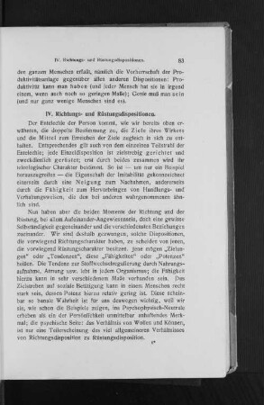 IV. Richtungs und Rüstungsdispositionen.