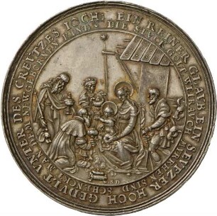 Medaille von Sebastian Dadler auf die Anbetung der Könige und Neujahrswunsch, 1635