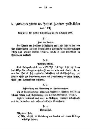 6. Revidirtes Statut des Vereins Berliner Volksküchen von 1866