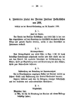 6. Revidirtes Statut des Vereins Berliner Volksküchen von 1866