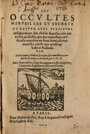 Les occultes merveilles et secrets de nature