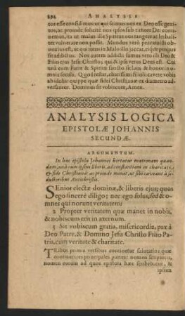 Analysis Logica Epistolae Johannis Secundae.