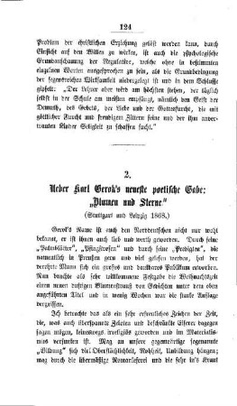 Ueber Karl Gerok`s neueste poetische Gabe: "Blumen und Sterne"