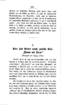 Ueber Karl Gerok`s neueste poetische Gabe: "Blumen und Sterne"