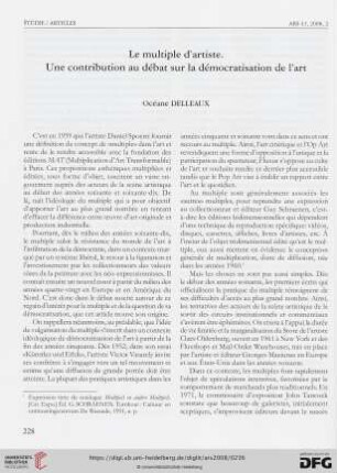 Le multiple d'artist : Une contribution au débat sur la démocratisation de l'art