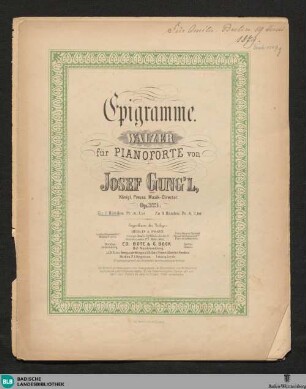 Epigramme : Walzer für Pianoforte; op. 323