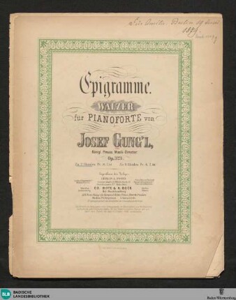 Epigramme : Walzer für Pianoforte; op. 323