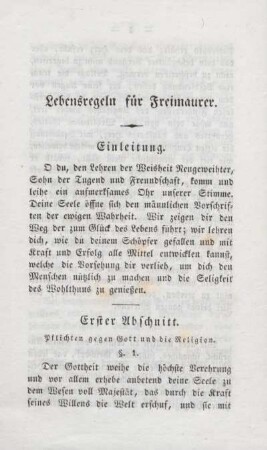 Erster Abschnitt. Pflichten gegen Gott und die Religion