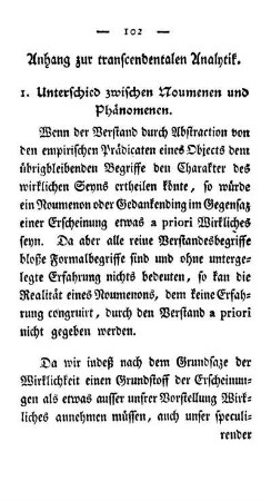 Anhang zur transcendentalen Analytik.