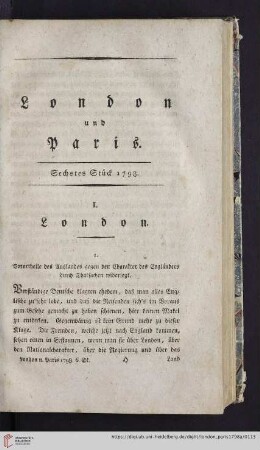 London und Paris. Sechstes Stueck 1798