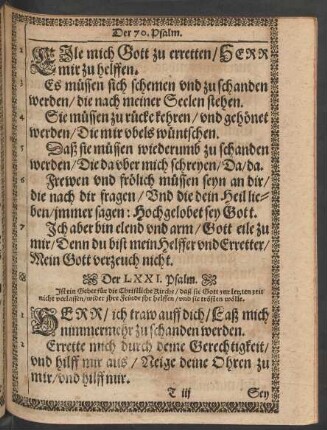 Der LXXI. Psalm - Der LXXX. Psalm