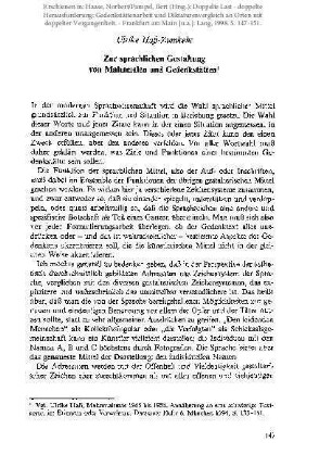 Zur sprachlichen Gestaltung von Mahnmalen und Gedenkstätten