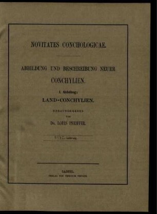 Novitates conchologicae. Abbildung und Beschreibung neuer Conchylien I. Abtheilung: Land-Conchylien. 31/32. Lieferung.