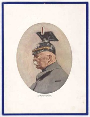 Graf Ferdinand von Zeppelin in Uniform mit Ulanen-Helm, Brustbild in Profil