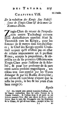 Chapitre VIII. De la reduction des Kergis sous lòbéisance de Zingis-Chan & de la mort de Zamuca-Zizen