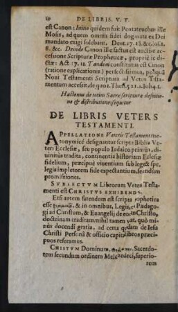 De Libris Veteris Testamenti.
