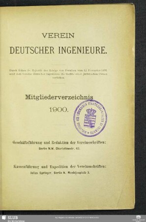 1900: Mitgliederverzeichnis