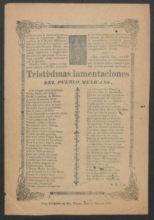 Tristísimas lamentaciones del pueblo mexicano.