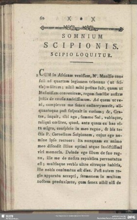 Somnium Scipionis. Scipio Loquitur