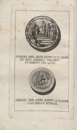Siegel der sehr ehrw:S:I:Loge zv den sieben Weisen im Orient von Linz. Siegel der sehr ehrw:S:I:Loge a la belle etoile