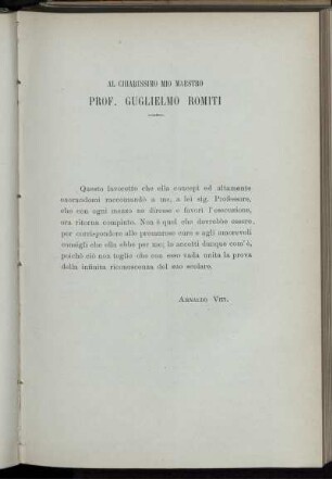 Al Chiarissimo Mio Maestro Prof. Guglielmo Romiti