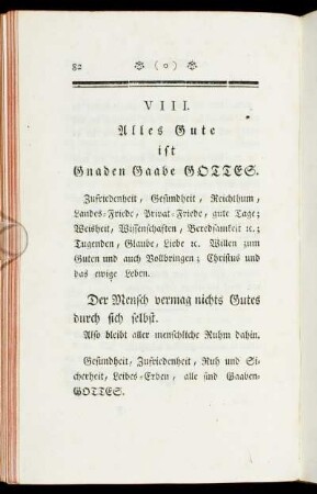 VIII. Alles Gute ist Gnaden Gaabe Gottes.