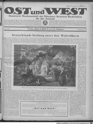 Ost und West : illustrierte Wochenschrift der Münchner neuesten Nachrichten für das Ausland ; Vermittlungsdienst für Ein- und Ausfuhr ; offizielles Organ des Verbandes süddeutscher Exporteure. 1924,5.Juli-27.Dez. = Jg. 2