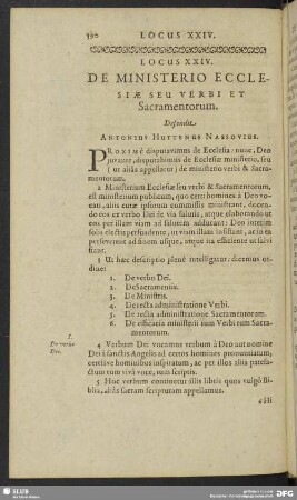 Locus XXIV. De Ministerio Ecclesiae Seu Verbi Et Sacramentorum