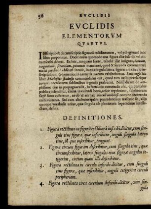 Euclidis elementorum quartus.