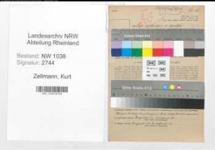 Entnazifizierung Kurt Zellmann , geb. 02.10.1903 (Beamter)