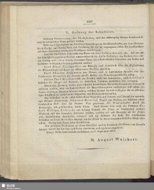 V. Ordnung der Schulfeier